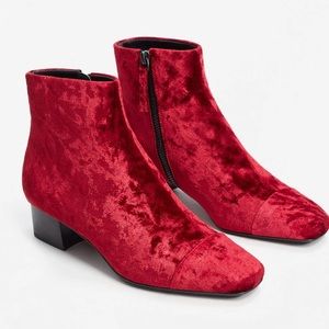 red velvet chelsea boots
